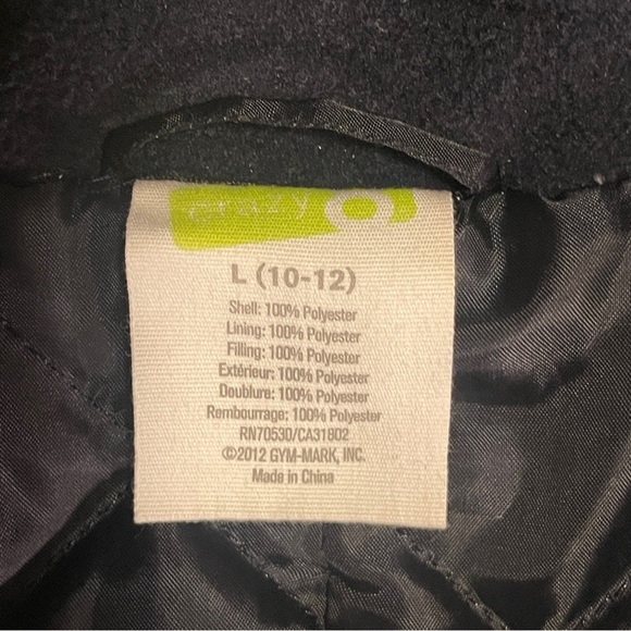 Children's Pea Coat Navy Crazy 8 Double Breasted Pockets Quilted Dressy Sz 10-12 - Picture 4 of 5